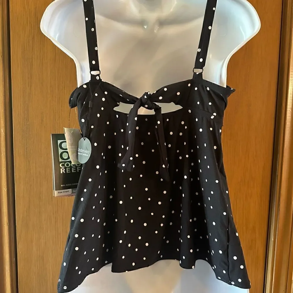 🍃 COCO REEF polkadot tankini top, with underwire and padded bra. 32-34D